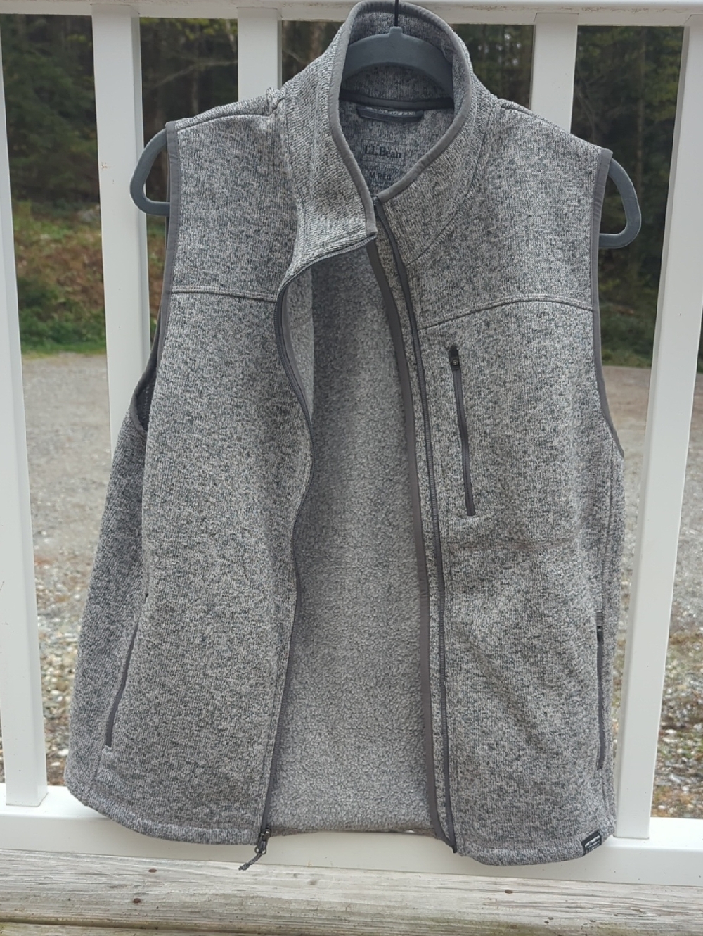 LL Bean Slightly Fitted M Reg 502209 Sweater Fleece Vest Grey Heather